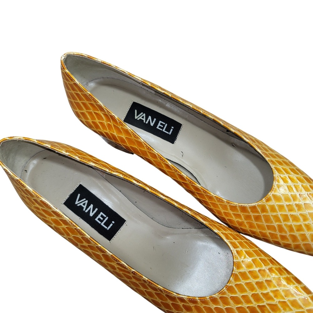 Vaneli Women's Orange Snake Square Toe Block Heel 9.5 Pumps Office Minimalist - Picture 7 of 10